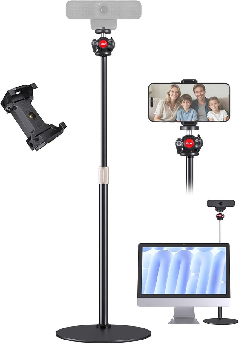 Etour Webcam Stand for Desk, Raise Height Desktop Stand with Adjustment for Logitech Webcam C920 C922 BRIO, 360°Rotatable Ballhead Desktop Tripod for Live Streaming/Video Calling with 1/4" Thread - Image 1